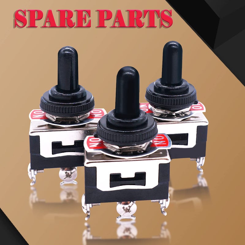 Twidec/3Pcs Heavy Duty Rocker Momentary Toggle Switch 16A 250V AC SPDT 3 Position 3 Pin (ON)-Off-(ON) Switch with Metal Bat Waterproof Boot Cap Cover Ten-123-B123 - Image 4